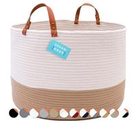 OrganiHaus Extra Large Cotton Rope Basket for Nursery, Laundry, Blanket and Toy Storage - White 50x33cm