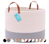 OrganiHaus Extra Large Cotton Rope Basket | Woven Basket for Storage | Nursery Laundry Basket | Baby Toy Storage Basket | Blanket Basket | Woven Storage Basket | Shoe Basket for Hallway Grey 50x33cm