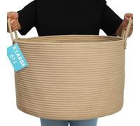 Organihaus Extra Large Rope Toy Basket for Kids Storage, 67L Woven Rope Laundry Bin for Blankets, Dog toys, Clothes - Bedroom, Bathroom and Living Room Hamper, 50x30cm, Honey