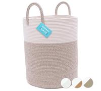 OrganiHaus Large Laundry Basket, Cotton Rope Storage Bin for Dirty Clothes & Toys, Woven Blanket Basket with Handles, Washing Baskets for Laundry, Nursery or Bedroom Décor - 38x45cm, Brown