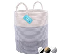 OrganiHaus Large Laundry Basket, Cotton Rope Storage Bin for Dirty Clothes & Toys, Woven Blanket Basket with Handles, Washing Baskets for Laundry, Nursery or Bedroom Décor - 38x45cm, Grey
