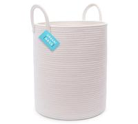 OrganiHaus Large Laundry Basket, Cotton Rope Storage Bin for Dirty Clothes & Toys, Woven Blanket Basket with Handles, Washing Baskets for Laundry, Nursery or Bedroom Decor - 38x45cm, Off-White