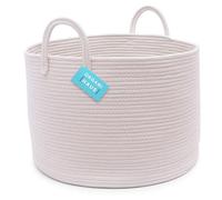 OrganiHaus Laundry Basket, Extra Large Woven Cotton Rope Bin for Dirty Clothes, Pillows & Towels, Rope Blanket Basket, Dog Toy Storage Bin, Soft & Durable Laundry Hamper - 50x33cm, Off-White