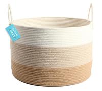 OrganiHaus Laundry Basket, Extra Large Woven Cotton Rope Bin for Dirty Clothes, Pillows & Towels, Rope Blanket Basket, Dog Toy Storage Bin, Soft & Durable Laundry Hamper - 50x33cm, Honey