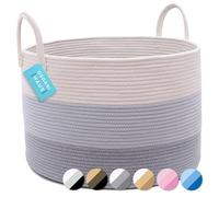 OrganiHaus Grey Large Storage Baskets, Shoe Basket with Handle, Baby Laundry Baskets, Dog Toy Basket, Woven Basket Storage, Ironing Basket, Dirty Clothes Basket, Wash Basket, (50x33cm)