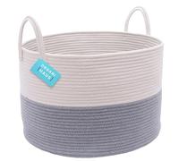 OrganiHaus Laundry Basket, Extra Large Woven Cotton Rope Bin for Dirty Clothes, Pillows & Towels, Rope Blanket Basket, Dog Toy Storage Bin, Soft & Durable Laundry Hamper - 50x33cm, Grey