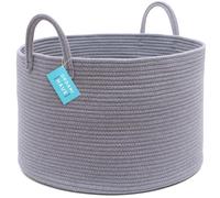 OrganiHaus Laundry Basket, Extra Large Woven Cotton Rope Bin for Dirty Clothes, Pillows & Towels, Rope Blanket Basket, Dog Toy Storage Bin, Soft & Durable Laundry Hamper - 50x33cm, Grey