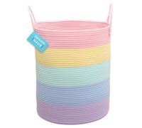 OrganiHaus Rainbow Cotton Rope Storage Basket, 38 x 45 cm, Round, Rainbow Color, Cotton Material, Perfect for Laundry, Storage, Kids Room Decor