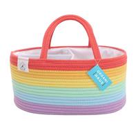 OrganiHaus Rope Nappy Caddy Basket & Baby Changing | Diaper Organizer Nursery Gifts for Newborn Table Dividers Handles Rainbow, 780.0 grams, Pack of 1 (OHNB-DC-FRBW)