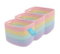 OrganiHaus Set of 3 Storage Baskets, Shelf Baskets, Wool Baskets, Storage Baskets, Fabric Baskets, Laundry Baskets, Flat Laundry Basket, Basket Storage, Basket Basket, Braided Kallax Basket Rainbow