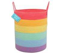 OrganiHaus Tall Rainbow Rope Blanket Basket for Living Room Decor, Cute Woven Baby Laundry Basket, Baby Nursery Hampers for Toys, Laundry Hamper for Dirty Clothes, Decor for Kids Classroom - 38x45cm