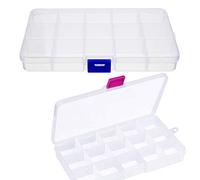 Organiser Box 2Pcs Small Craft Storage Boxes with Compartments Clear Plastic Storage Screw Box Earring Storage Containers Jewellery Box with Adjustable Dividers for Small Items Beads Tools Travel
