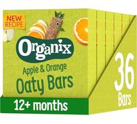 Organix Apple and Orange Organic Soft Oaty Snack Bars Multipack, Toddler Snack, No Added Sugar, 6 x 23 g Bars Per Box (6 Boxes Total)