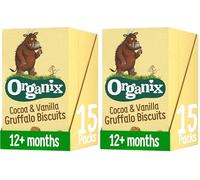 Organix Cocoa & Vanilla Gruffalo Biscuits, Organic Toddler Snacks, 12+ Months, Multipack, 5 x 20 g Bags Per Box (3 Boxes Total) (Pack of 2)