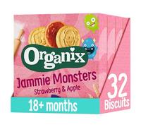 Organix Jammie Monsters Strawberry & Apple Biscuits, Organic Toddler Snack, 18+ Months, Multipack, 8 x 8 g Biscuits Per Box (4 Boxes Total)