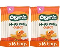Organix Melty Carrot Puffs, Organic Baby Snack 4 x (4 x 18 g Bags) (2 Pack)