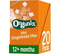 Organix Mini Gingerbread Men Organic Toddler Snack Biscuits Multipack, No Added Sugar, 5 x 20 g Packs Per Box (4 Boxes Total)