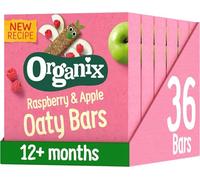Organix Raspberry and Apple Organic Soft Oaty Snack Bars Multipack, Toddler Snack, No Added Sugar, 6 x 23 g Bars Per Box (6 Boxes Total)