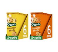 Organix Toddler Snacks Organic Biscuit Bundle - 1 x Gingerbread Men (6 x 135 g) & 1 x Banana Bread Biscuits (6 x 135 g) (12 Boxes in Total)