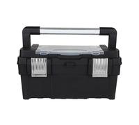 Organization Multipurpose Storage Box Alloy Long Handle Toolbox Household Double Portable Plastic Hardware Tool Storage Box (black) for Home(Medium)