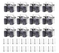 Organize your tools with ease using this set of 12 stainless steel broom holders for wall storage (black)