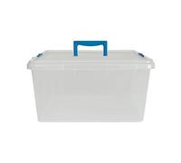 ORGANIZED® 15L Clippy Clear Plastic Storage Containers with Handle - Stackable and Strong - Set of 5