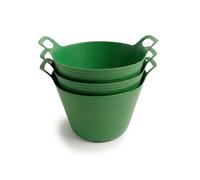 ORGANIZED 40L Flexi Tub Set of 3 Large Heavy Duty Flexible Buckets Multi Purpose Garden Tub Builders Bucket Rubber Storage Container Cleaning DIY (Green)