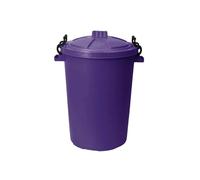 ORGANIZED 90L Heavy Duty Plastic Bin with Clip Lock Lid for Durable Storage and Waste Bin for Garden Animal Feed and Recycling Food Grade Weather Resistant Container - Purple