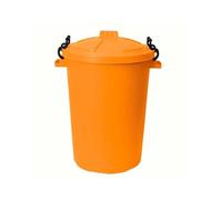 ORGANIZED 90L Heavy Duty Plastic Bin with Clip Lock Lid for Durable Storage and Waste Bin for Garden Animal Feed and Recycling Food Grade Weather Resistant Container - Orange