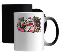 Organized Chaos Workspace with Motivational Notes Ceramic Magic Mug White