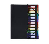 Organized File Management Paper Expandable Folder 12 Color Coordinated Compartments Leakproof PP Design Multi Compartment Expanding Folder