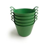 ORGANIZED Flexi Tub Set of 5, 40L Large Heavy Duty Flexible Bucket, Multi-Purpose Garden, Builder and Storage Container (Green)