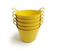 ORGANIZED Flexi Tub Set of 5, 40L Large Heavy Duty Flexible Bucket, Multi-Purpose Garden, Builder and Storage Container (Yellow)