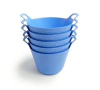 ORGANIZED Flexi Tub Set of 5, 40L Large Heavy Duty Flexible Bucket, Multi-Purpose Garden, Builder and Storage Container (Blue)
