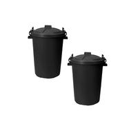 ORGANIZED Pack of 2 x 90L Heavy Duty Plastic Bin with Clip Lock Lid for Durable Storage and Waste Bin for Garden Animal Feed and Recycling Food Grade Weather Resistant Container - Black