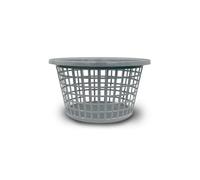 ORGANIZED Round Plastic Laundry Basket, Large Clothes Hamper for Laundry Storage, Ventilated Slots, Red and Black (Silver)