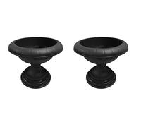 ORGANIZED® Set of 2 - 42cm Black Garden Urn Planters - Plastic Flower Pots for Outdoor & Indoor Use - Ideal for Garden, Patio & Home Decor