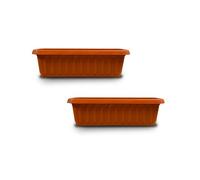 ORGANIZED Set of 2 Trough Planter Pot, Rectangular Container for Flowers, Herbs and Plants, Indoor and Outdoor Use, for Balcony, Patio and Windowsill (Terracotta, 75cm)