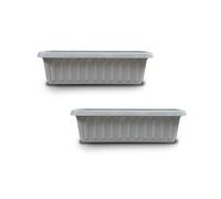 ORGANIZED Set of 2 Trough Planter Pot, Rectangular Container for Flowers, Herbs and Plants, Indoor and Outdoor Use, for Balcony, Patio and Windowsill (Silver, 60cm)
