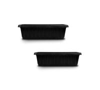 ORGANIZED Set of 2 Trough Planter Pot, Rectangular Container for Flowers, Herbs and Plants, Indoor and Outdoor Use, for Balcony, Patio and Windowsill (Black, 50cm)