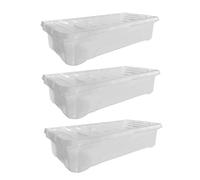 ORGANIZED® Set of 3-43L Clear Plastic Underbed Storage Boxes with Lids - Strong, Stackable Storage for Home & Office
