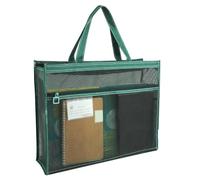 Organizer Bag - Mesh File Holder, Zipper Carrying Case | Clear 17" x 13" x 4.4" Artwork Carrier Poster for Watercolor, Painting Supplies, Drawing Materials Tote Handles, Storage Solution, green, 説明を参照