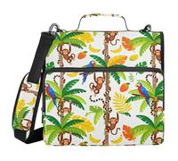 Organizer Binder with Shoulder Strap & Handle Easy to Carry 1.5 Inch 3 Ringing Pencil Bags Portfolio Binder Paperwork Business Jungle Monkeys