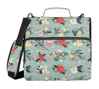 Organizer Binder with Shoulder Strap & Handle Multi-Pocket 1.5 Inch 3 Ringing Storage Bag Portfolio Binder Office Supplies Christmas Mistletoe Floral Snowflakes