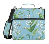 Organizer Binder with Shoulder Strap Laege Capacity 1.5 Inch 3 Ringing Pencil Cases Portfolio Binder Storage Container Chic Lily Blue