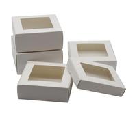 Organizer Box 10/20/50PCS/Lot Craft Kraft Paper Box Packaging Wedding Party Small Gift Candy Favor Package Boxes Event Desk Storage(White-PVC Window,10PCS_20X15X4CM)