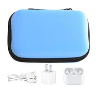 Organizer - EVA Hard Case with Zipper, PU Leather Exterior, Soft Velvet Interior | 10cm x 7cm Protective Storage Bag, Travel Cable Tech Accessory Bag for Ko, Sky Blue, Siehe Beschreibung, See