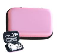 Organizer - EVA Hard Case with Zipper, PU Leather Exterior, Soft Velvet Interior | 10cm x 7cm Protective Storage Bag, Travel Cable Tech Accessory Bag for Ko, Pink, Siehe Beschreibung, See description
