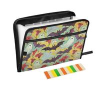 Organizer File Folder 13 Pockets A4 Letter Size with Zipper Closure for Business Halloween Bats Red Calla Lily Oil Painting organizador