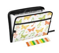 Organizer File Folder 13 Pockets A4 Letter Size with Zipper Closure for Classroom Home Office Travel Summer Yellow Green Colorful Note Butterfly expando